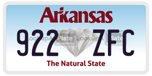 922ZFC license plate in Arkansas
