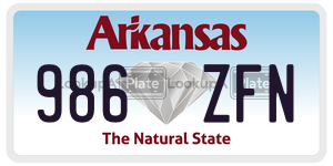 986ZFN  license plate in AR