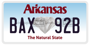 BAX92B  license plate in AR