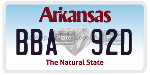 BBA92D  license plate in AR