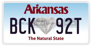 BCK92T  license plate in AR