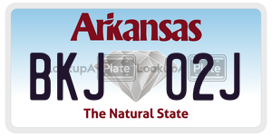 BKJ02J  license plate in AR