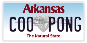 COOPONG license plate in Arkansas