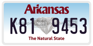 K819453  license plate in AR