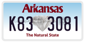 K833081  license plate in AR