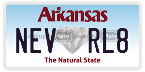 NEVRL8 license plate in Arkansas