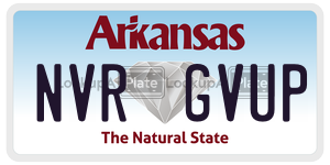 NVRGVUP  license plate in AR