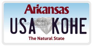 USAKOHE  license plate in AR