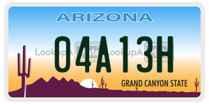 04A13H  license plate in AZ