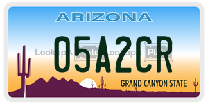 05A2CR license plate in Arizona
