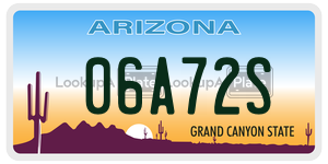 06A72S license plate in Arizona