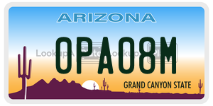 0PA08M license plate in Arizona