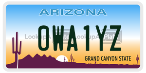 0WA1YZ license plate in Arizona