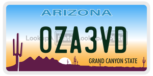 0ZA3VD license plate in Arizona
