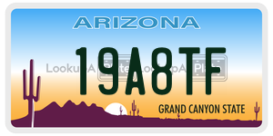19A8TF license plate in Arizona