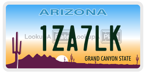 1ZA7LK license plate in Arizona