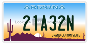 21A32N license plate in Arizona