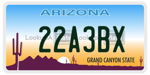 22A3BX license plate in Arizona