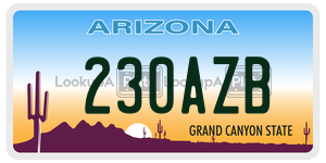 230AZB license plate in Arizona