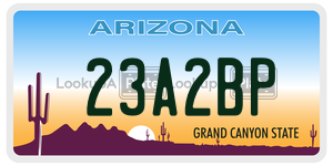 23A2BP license plate in Arizona