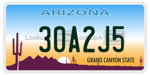30A2J5  license plate in AZ