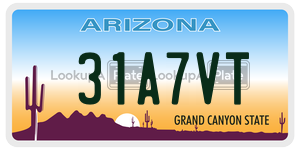 31A7VT license plate in Arizona