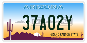 37A02Y license plate in Arizona