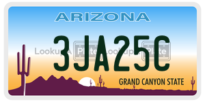 3JA25C license plate in Arizona