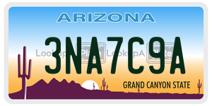3NA7C9A license plate in Arizona