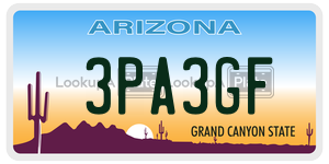 3PA3GF license plate in Arizona
