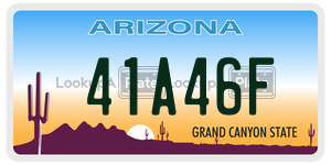 41A46F license plate in Arizona