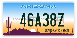 46A38Z license plate in Arizona