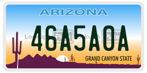 46A5A0A license plate in Arizona