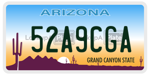 52A9CGA license plate in Arizona