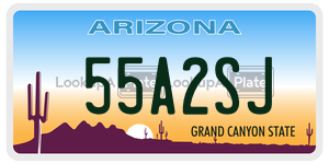 55A2SJ license plate in Arizona
