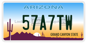 57A7TW license plate in Arizona