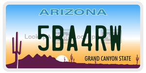 5BA4RW  license plate in AZ