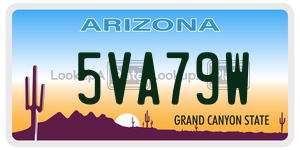 5VA79W license plate in Arizona