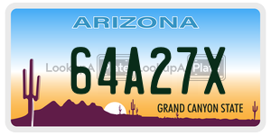 64A27X license plate in Arizona