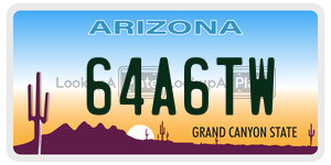 64A6TW  license plate in AZ