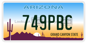 749PBC license plate in Arizona