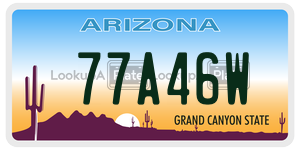 77A46W license plate in Arizona