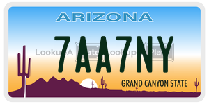 7AA7NY license plate in Arizona