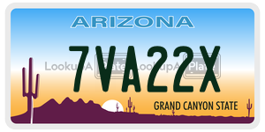 7VA22X license plate in Arizona