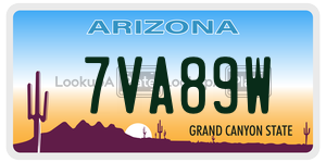 7VA89W  license plate in AZ