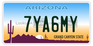 7YA6MY license plate in Arizona