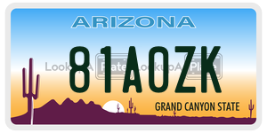 81A0ZK license plate in Arizona
