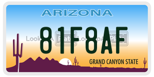 81F8AF  license plate in AZ