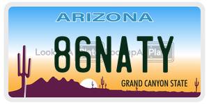 86NATY license plate in Arizona