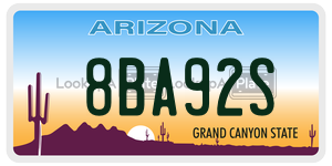 8BA92S license plate in Arizona